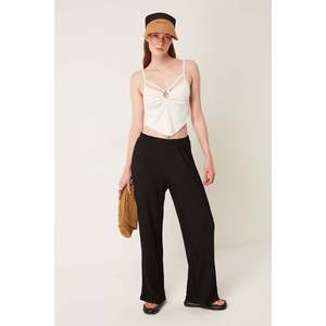 Pantalones Anchos Casuales para Mujer, Transpirables, Tejido Texturizado, 100% Poliéster, Corte Regular, Cintura Elástica, Talla XL, Coloridos, Largo Midi - Product Image 3