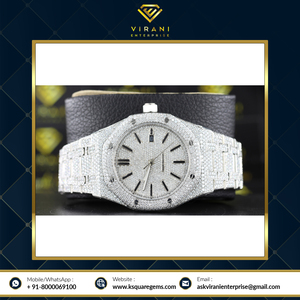 Chất Lượng Cao Cấp Tự Động Người Đàn Ông Của Đồng Hồ Sapphire Quay Số Vvs Rõ Ràng Moissanite Kim Cương Thép Không Gỉ Ban Nhạc Thạch Anh Phong Trào Tuổi Mới - Product Image 4