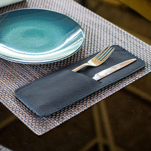 Porte-couverts en cuir de luxe pour restaurant Rouleau organisateur d'ustensiles réutilisable pour LYR-0005 de table à manger - Product Image 1