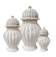 Meilleure vente de pots de gingembre en rotin tissés à la main pot de gingembre en osier coloré ensemble en blanc fait à la main du Vietnam