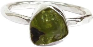 Anillo de Plata de Ley 925 con Peridoto Natural, Piedra de Nacimiento de Agosto, Martillado, Joyería Hecha a Mano para Mujer - Product Image 5