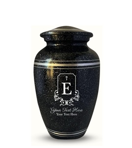 Urne de crémation humaine personnalisée pour cendres adultes, urne en aluminium avec nom, date, design, noire avec bord argenté, taille personnalisée - Product Image 2