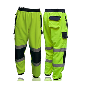 Pantalon de travail de sécurité industrielle pour hommes, respirant, polyester/coton, devant plissé, fermeture à cordon, taille élastique, multiples - Product Image 2