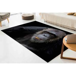 Tapis imprimé avec portrait de chimpanzé : tapis antidérapant pour salon, tapis en velours - Product Image 4