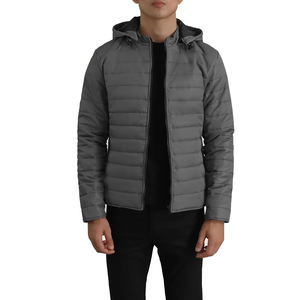 Chaqueta acolchada ligera ajustada para hombre, abrigo de burbujas acolchado con capucha, invierno, exterior, cálido, informal, a la moda, impermeable - Product Image 1