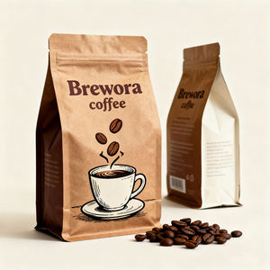 Sac d'emballage pour café imprimé sur mesure de haute qualité 500g, fond plat avec fermeture éclair et valve de sécurité – Nouveauté 2025 en promotion - Product Image 2