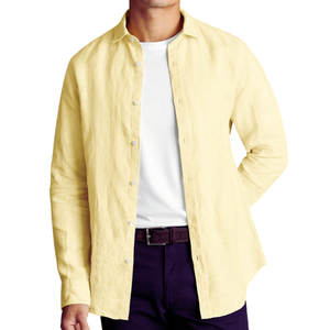 เสื้อลินินแท้สีเหลืองมะนาว | ระบายอากาศได้ดีน้ำหนักเบาและมีสไตล์เพื่อความสบายตลอดทั้งวัน - Product Image 4