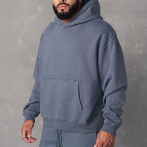Sweat à capuche streetwear personnalisé pour homme 100 % coton, impression numérique automne, coupe lourde, délavé à l'acide avec broderie strass - Product Image 2