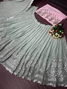 NUEVO LEHENGACHOLI DE GEORGETTE PARA NOVIA CON TRABAJOS DE ESPEJOS Y DUPATTA, ESTILO BOLLYWOOD - Product Image 4