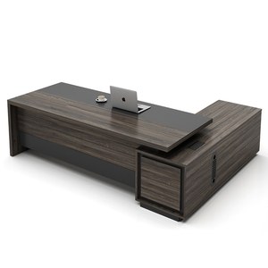 Modern Luxury Wooden Executive Boss Table Set Modular Commercial Office <b>Desk</b> with <b>Large</b> Comfortable Ergonomic Chair and Matching - Product Image 1