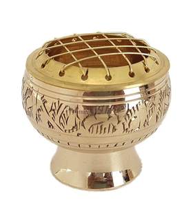 Brûleur d'encens en laiton et charbon de bois gravé à la main - Product Image 1