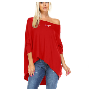 Haut tunique pour femme décontracté 34 manches chauve-souris épaules dénudées Baggy surdimensionné coupe ample fluide t-shirt chemisier du Bangladesh - Product Image 1