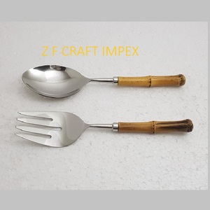 Best Quality Stainless Steel Salad Server With Bamboo Look Resin Handle New Trending Design <b>Serving</b> <b>Spoon</b> Tools for Kitchen Use - Product Image 2