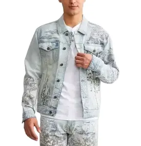 100%, оптовая продажа, мужская белая джинсовая куртка из хлопка, повседневные джинсовые куртки на заказ для зимнего сезона, модные 2023