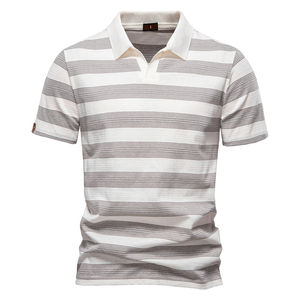Polo de algodón a rayas clásico para hombre, camiseta informal cómoda de punto, camiseta transpirable, diseño de ropa de verano, venta al por mayor, polos para hombre - Product Image 4
