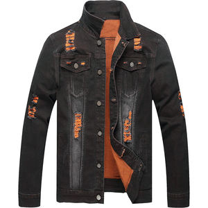 Chaqueta vaquera cálida de invierno para hombre, prendas de vestir informales para adultos, chaqueta de invierno de talla grande con cuello vuelto y estilo acanalado - Product Image 1