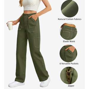 Pantalon cargo taille haute OEM pour femmes pantalon en Cordura à impression personnalisée avec poches et devant plat pour une tenue décontractée en extérieur - Product Image 4