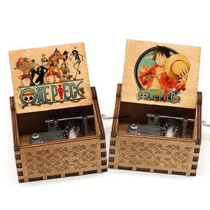 One Piece Mini Wooden Music <b>Box</b> Plastic Carousel with Heart Pattern Rotating Feature Plays Mechanically or with Battery Power - Product Image 1