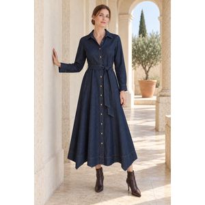 Robe asymétrique à volants 3090 - Slapli Bleu marine - Product Image 4