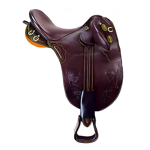 Selle de stock en cuir véritable de qualité supérieure faite à la main, légère et flexible avec un soutien confortable pour une conduite toute la journée - Product Image 2