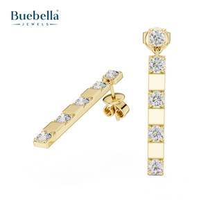 Pendientes de Plata de Ley 925 para mujer, joyería fina clásica de diamante de corte redondo, diseño personalizado al por mayor - Product Image 3