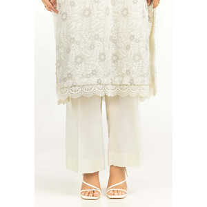 ชุดสูทฤดูร้อนผ้าสวิสวอยล์ปักลายสีเทาอ่อนสำหรับผู้หญิงแบบ 3 ชิ้น - Product Image 4