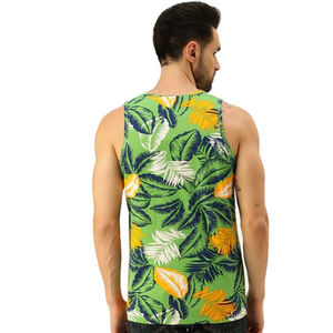Camiseta sin mangas de verano para hombre, chaleco con estampado de hojas tropicales, ropa de playa informal ligera, camiseta sin mangas con estampado de hojas personalizado para hombre - Product Image 2