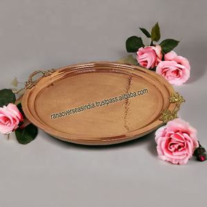 Plateau de service alimentaire multifonctionnel en bois décoratif, écologique, fait à la main, pour les collations, les desserts, les boissons et la décoration de la maison - Product Image 3