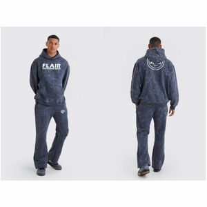 Chándal con capucha de algodón 100% de gran tamaño para hombre, ropa de invierno de estilo vintage con detalle de costura cuadrada, técnicas bordadas con cuentas - Product Image 1