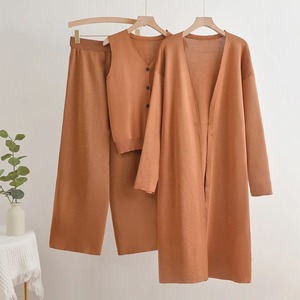 Elegante conjunto de 3 piezas de punto de invierno para mujer, cárdigan de punto informal, chaleco, pantalón, conjuntos a juego, conjunto de punto acogedor de 3 piezas para mujer 2025 - Product Image 1
