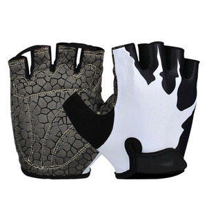 Precio al por mayor de alta calidad ajustable de alta calidad de poliéster Spandex empuñaduras de invierno medio dedo guantes de ciclismo adecuados - Product Image 3