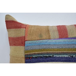Multicolor Wool Kilim 20x28 Inch Decorative Accent Pillow Luxury Woven <b>Cushion</b> with Vintage Leaves Pattern - Product Image 2
