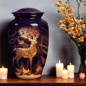 Urnes de crémation de cerf majestueux doré pour l'enterrement des cendres adultes pour papa urne mâle et femelle funérailles hommes femmes urne commémorative taille personnalisée - Product Image 2