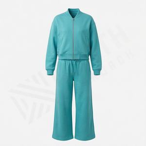 Ensemble de survêtement pour femme en molleton de coton délavé à l'acide, surdimensionné, vintage, lourd, avec fermeture éclair, fabriqué en usine - Product Image 3