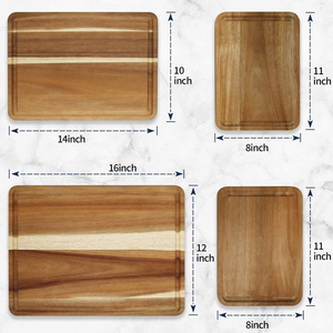 Ensemble de planches à découper en bois d'acacia robuste et épais avec rainure pour le jus, pour couper et servir dans la cuisine et la salle à manger - Product Image 5