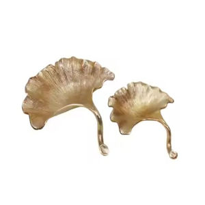 Plat de service et bol de service en forme de feuille avec dates de conception standard en métal aluminium couleur or plat de service alimentaire - Product Image 6