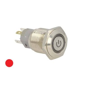 Interruttore a pulsante a bilanciere rotondo in acciaio inossidabile a 5 Pin con indicatore luminoso LED rosso 12V foro per moto auto 16mm - Car & - Product Image 1