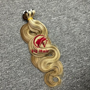 Extensiones de cabello de lujo de trama Onda del cuerpo Piano Color rubio ceniza Vietnamita 100% Virgin Machine Doble trama VQ Hair Vietnam - Product Image 1