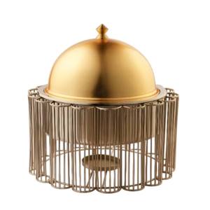 Chauffe-plat rond en acier inoxydable au design unique avec corde tressée, équipement de traiteur pour buffet, bon prix - Product Image 3