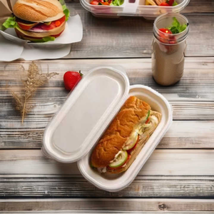 Boîte à lunch écologique biodégradable en bagasse, 3 compartiments, coquille de palourde, récipient alimentaire jetable en canne à sucre pour les plats à emporter - Product Image 1