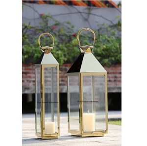 Linternas de vela de cristal transparente de Metal de aspecto tradicional, juegos de faroles colgantes decorativos para el hogar y el jardín con acabado plateado - Product Image 3