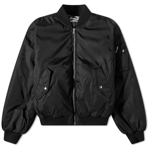 2025 OEM Wholesale Custom Men's Boxy Fit Oversized Blank Black Down Padded Nylon Bomber Jacket - Product Image 1