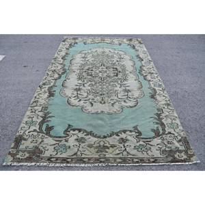 Alfombra turca clásica Vintage de 5,7x9,5 pies, verde, Beige, área grande, lana, látex, retazos rectangulares para pasillo, abstracto para habitación - Product Image 1