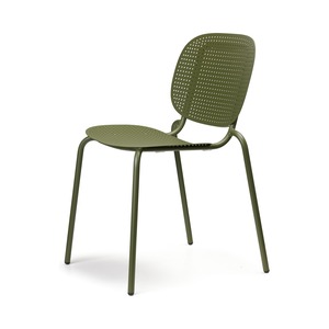 Stackable Outdoor Metal <b>Chair</b> with Perforated Steel Seat and Back, Galvanized Powder Coated Frame for Restaurant Cafe Terrace - Product Image 5