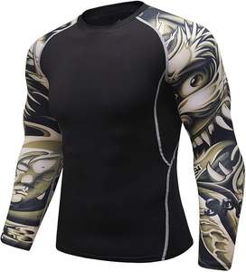T-shirt de sport à manches longues pour homme avec logo personnalisé, coupe ajustée, compression sèche, pour la natation, vêtements de performance athlétique - Product Image 3