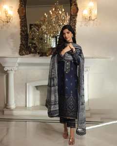 ชุดราตรีทางการของผู้หญิงหรูหราสง่างามใหม่2111ปากีสถาน salwar kameez ทำจากผ้าวิสคอสและผ้าไหม - Product Image 5