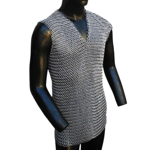 Fait à la main médiéval 10mm en aluminium Butted Ring Armor Sleeveless Chainmail Hauberk Shirt for Recenactment & Cosplay Haubergeon Style - Product Image 3