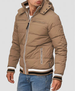 Custom made plain Hooded Lightweight Wholesale Bubble Filled Quilted Polyester Logo Patch <b>Puffer</b> <b>Jacket</b> for Men - Product Image 4