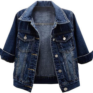 Chaqueta vaquera de color azul oscuro para mujer, prendas de vestir informales para mujer, chaqueta de otoño, abrigo abotonado de mezclilla, chaqueta vaquera de gran tamaño - Product Image 6