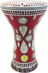 Gawharet El Fan 17,5 pouces, tambour égyptien professionnel rouge en forme de larme, perle, doumbek darbuka - Product Image 3